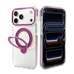 Transparent Magnetic Case with Kickstand (Burgundy) for iPhone 17 Pro / 18 Pro