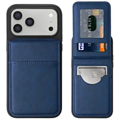 Leather Wallet Case with Kickstand (BLUE) for iPhone 17 Pro / 18 Pro
