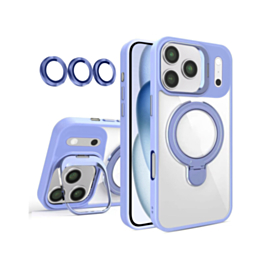 Magnetic Clear Case with 2 Kickstand & Camera Lens (Light Purple) for iPhone 17 Pro / 18 Pro