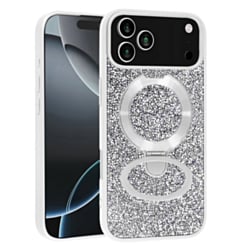 Sparkle Luxury Slim Case with Magnetic Kickstand for iPhone 17 Pro / 18 Pro (WHITE)