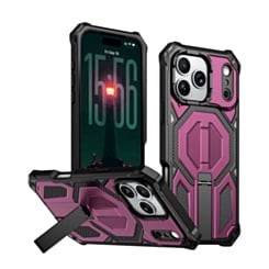 Heavy Duty Rugged Armor Case with Camera Protection Case with Kickstand (Burgundy) for iPhone 17 Pro / 18 Pro
