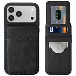 Leather Wallet Case with Kickstand (BLACK) for iPhone 17 Pro Max / 18 Pro Max