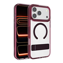 MagSafe Clear Armor Case with Foldable Kickstand (Burgundy) for iPhone 17 Pro Max / 18 Pro Max