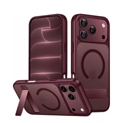 Matte Transparent Case & Kickstand with Wireless Charging (Burgundy) for iPhone 17 Pro Max / 18 Pro Max