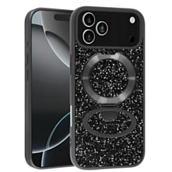 Sparkle Luxury Slim Case with Magnetic Kickstand for iPhone 17 Pro Max / 18 Pro Max (BLACK)