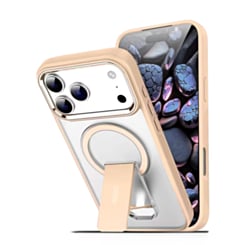 Clear Magnetic Case with Built-in Kickstand for iPhone 17 Pro Max / 18 Pro Max (CHAMPAGNE GOLD)
